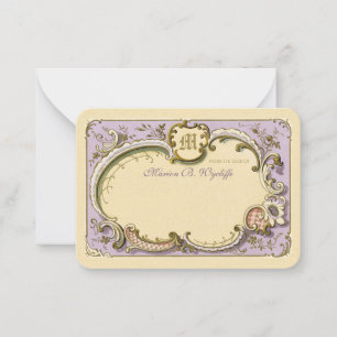French Rococo Elegant Frame Antique Gold Lilac Card