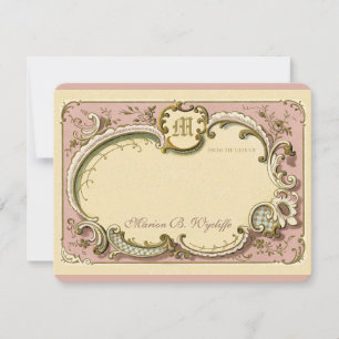 French Rococo Elegant Frame Antique Gold Pink Card