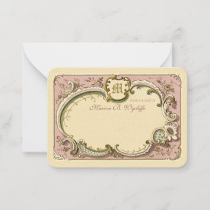 French Rococo Elegant Frame Gold Dusty Pink Card