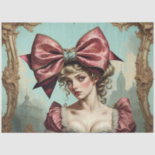 French Rococo Lady with Bow 2 Decoupage Paper