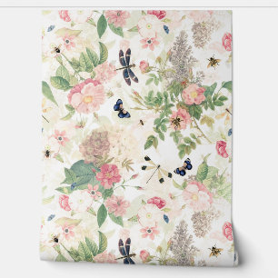 French Rococo Redouté Roses And Flowers Garden  Wallpaper