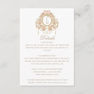 French Rococo Rose Monogram Wedding Enclosure Card
