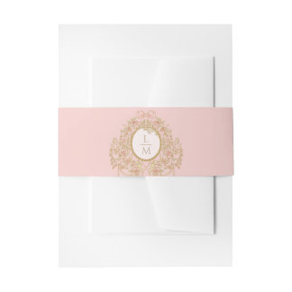 French Rococo Rose Monogram Wedding Invitation Belly Band