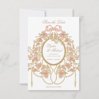 French Rococo Rose Monogram Wedding Save The Date