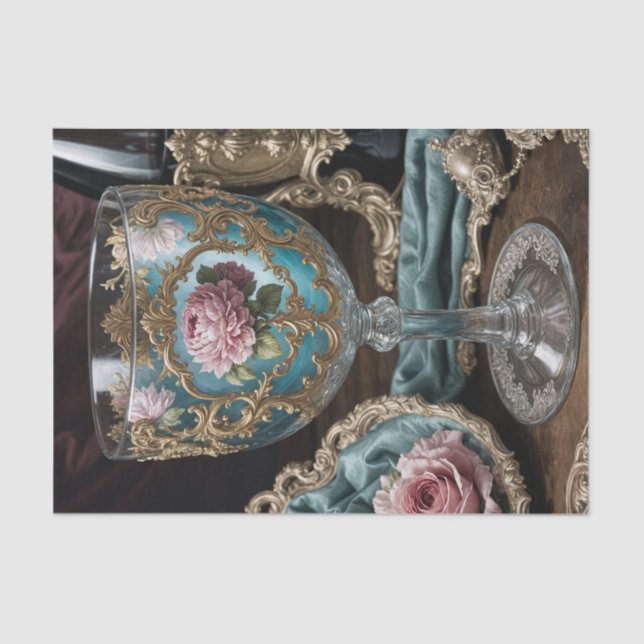 French Rococo Wine Goblet Decoupage Paper (Front)