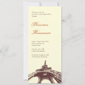 French romance Eiffel Tower formal ball prom ecru Invitation