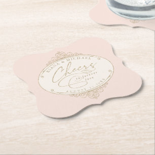 French Romance Wedding Cheers to Love ID870 Paper Coaster