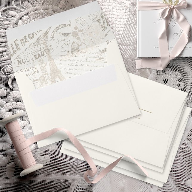 French Romance Wedding Collage ID870 Envelope (Interior/Back In Situ)