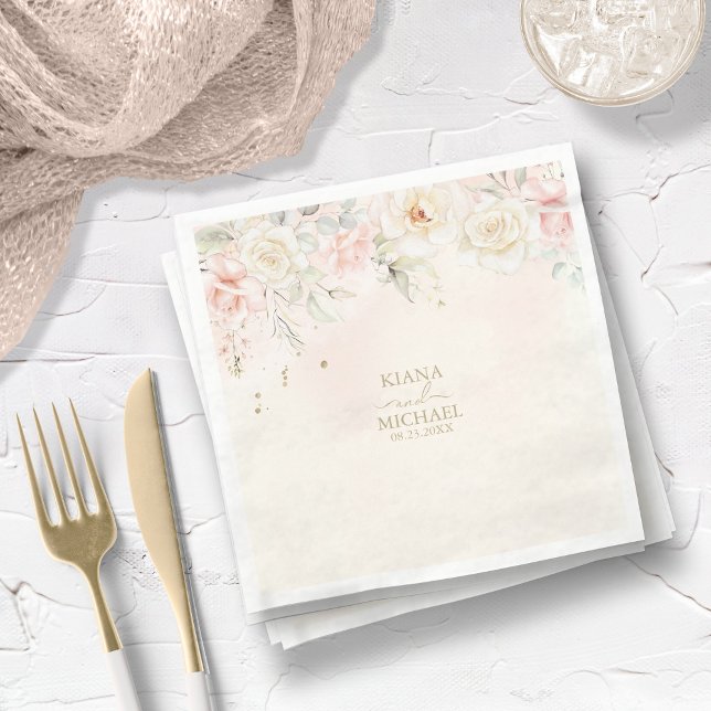 French Romance Wedding Floral Blush ID870 Napkin (Creator Uploaded)