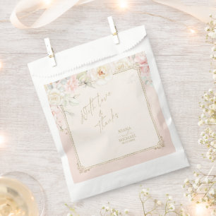 French Romance Wedding Floral Frame Blush ID870 Favour Bags