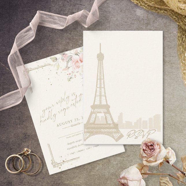 French Romance Wedding ID870 RSVP Card (Creator Uploaded)