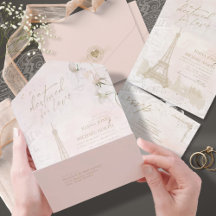 French Romance Wedding RSVP Blush ID870