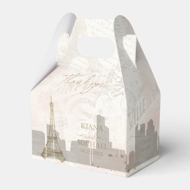 French Romance Wedding Thank You V2 Blush ID870 Favour Box (Front Side)
