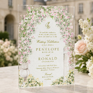 french romantic garden arch monogram royal wedding acrylic invitations