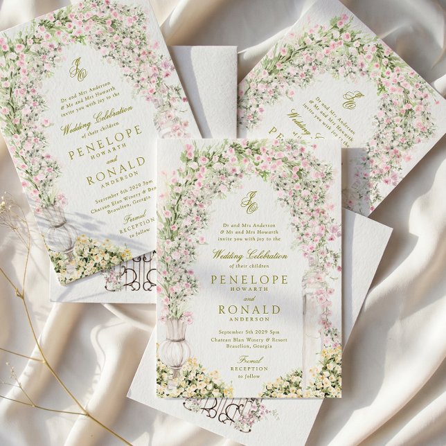 french romantic garden arch monogram royal wedding invitation (Creator Uploaded)