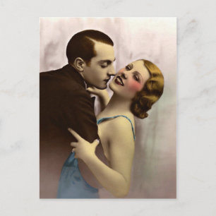 French Romantic Love Couple Vintage Postcard