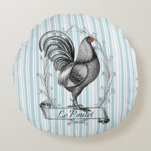 French Rooster Le Poulet Round Cushion