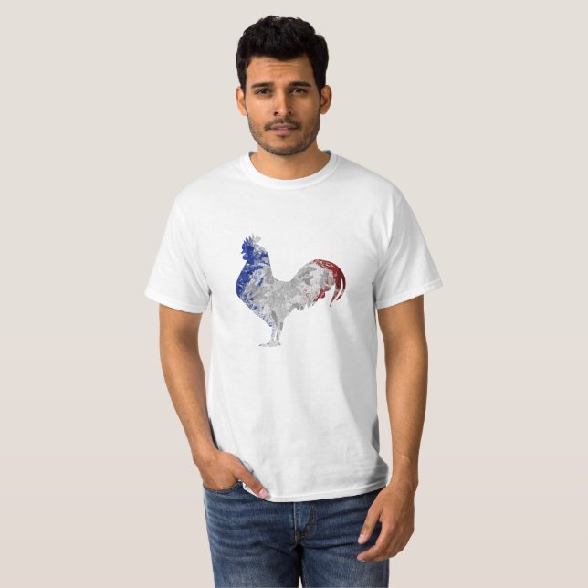 French rooster water colours flag T-Shirt (Front Full)