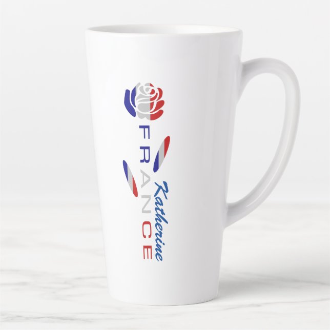 French Rose Flag Personalised  Latte Mug (Right)