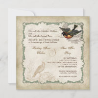 French Rose Love Birds Vintage Lace - Apple Green