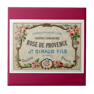 French Rose Parfum Label Tile