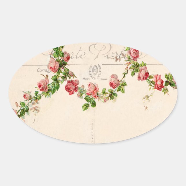 French rose swag oval sticker (Front)