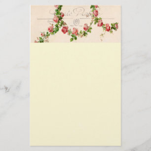 French rose swag stationery