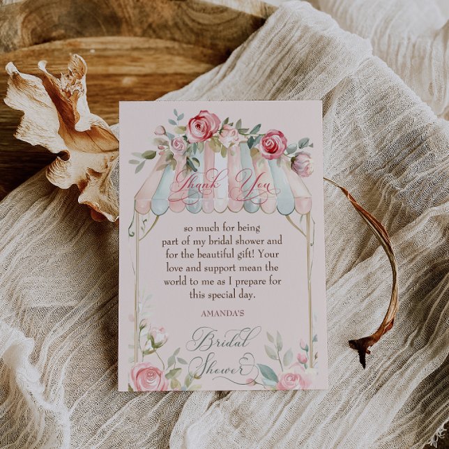French Roses Bridal Shower Watercolor Thank You Card (Creator Uploaded)