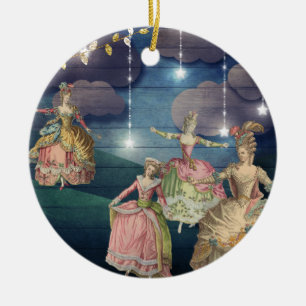 French Royals Dancing Under the Twinkling Lights Ceramic Tree Decoration