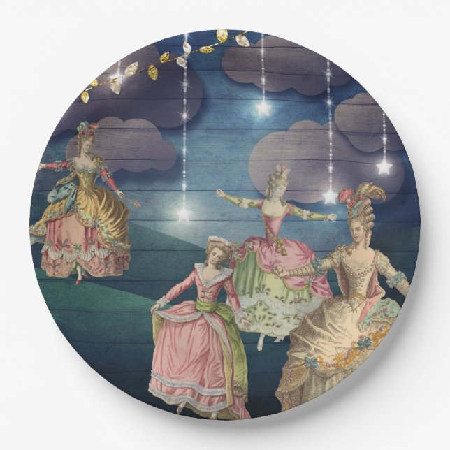 French Royals Dancing Under the Twinkling Lights Paper Plate (Front)