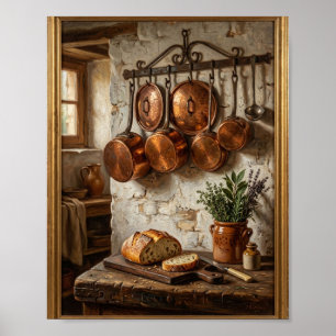 French Rustic Copper Kitchen Bakery I Poster
