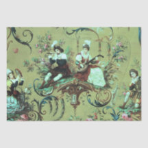 French Sage Green Toile Victorian Style Decoupage