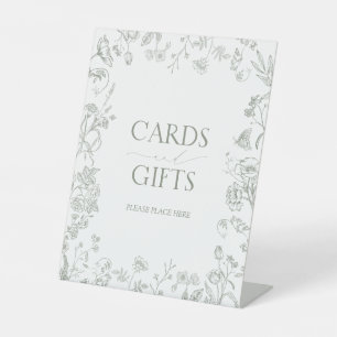 French Sage Green Victorian Bridal Shower Gift Pedestal Sign