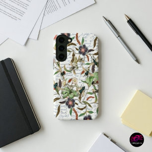 French Script Botanical Bee Pattern Samsung Galaxy Case