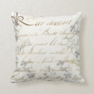 French Script Le Fleur Bluebells Pillow