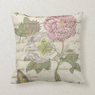 French Script Vintage Floral Market Style Pillow