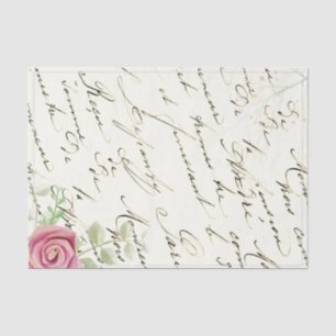 French Script Vintage Rose Tissue Paper