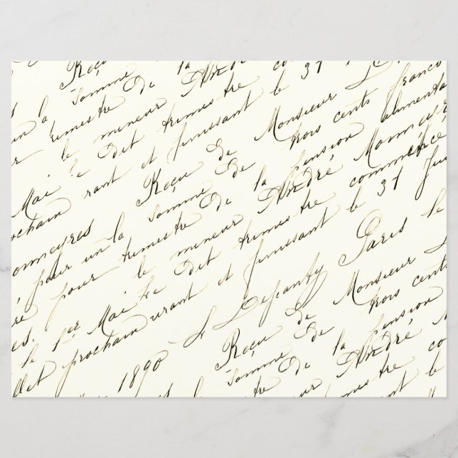 French Script Vintage Scrapbook Paper Double-Sided (Front)