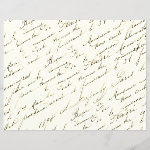 French Script Vintage Scrapbook Paper Double-Sided