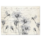 French Script Wildflower Dragonfly Decoupage Craft