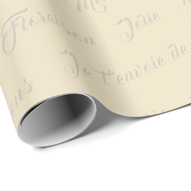 French Script Words Wrapping Paper (Roll Corner)