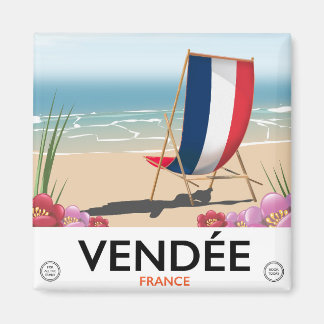 French seaside beach travel poster magnet
