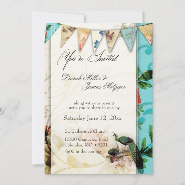 French Shabby chic Vintage invitation (Front)