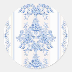 French,shabby chic, vintage,pale blue,white,chic, classic round sticker