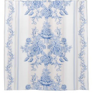 French,shabby chic, vintage,pale blue,white,countr shower curtain