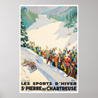 French Ski Poster Saint Pierre de Chartreuse Print