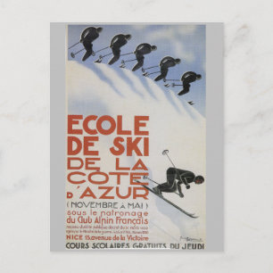 French Ski School Vintage Travel Poster poster Postcard