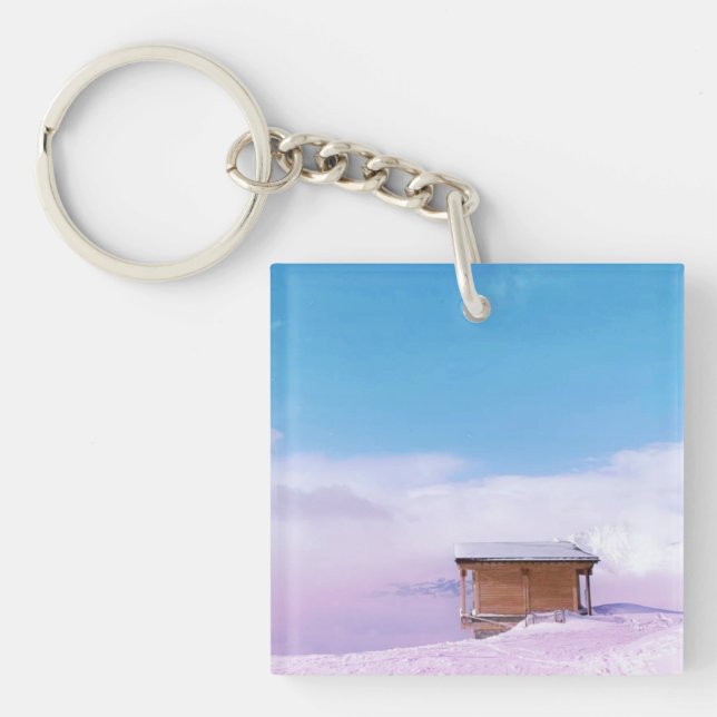 French Snow Mountain Hut  Key Ring (Front)