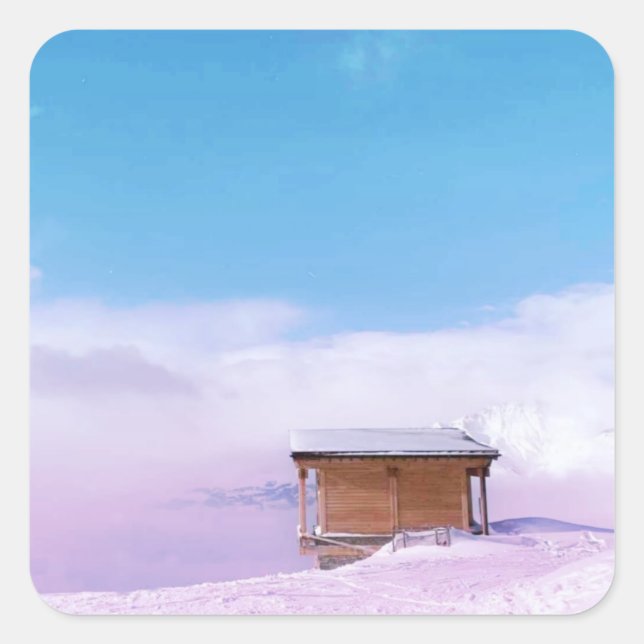 French Snow Mountain Hut   Square Sticker (Front)