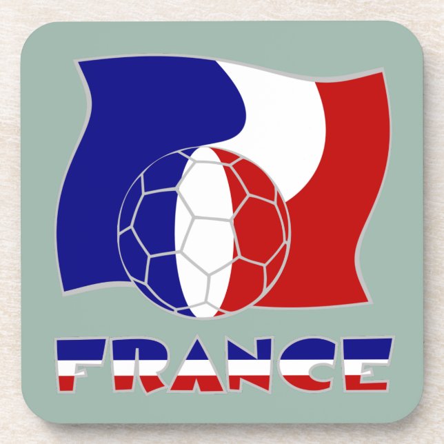 French Soccer Ball and Flag Coaster (Front)